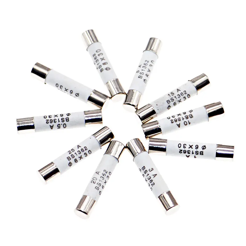 50pcs 5pcs Each Value 6mm x 30mm 250V Fast Blow Ceramic Fuse Assortment Kit 0.5A 1A 2A 3A 5A 10A 15A 20A 25A 30A