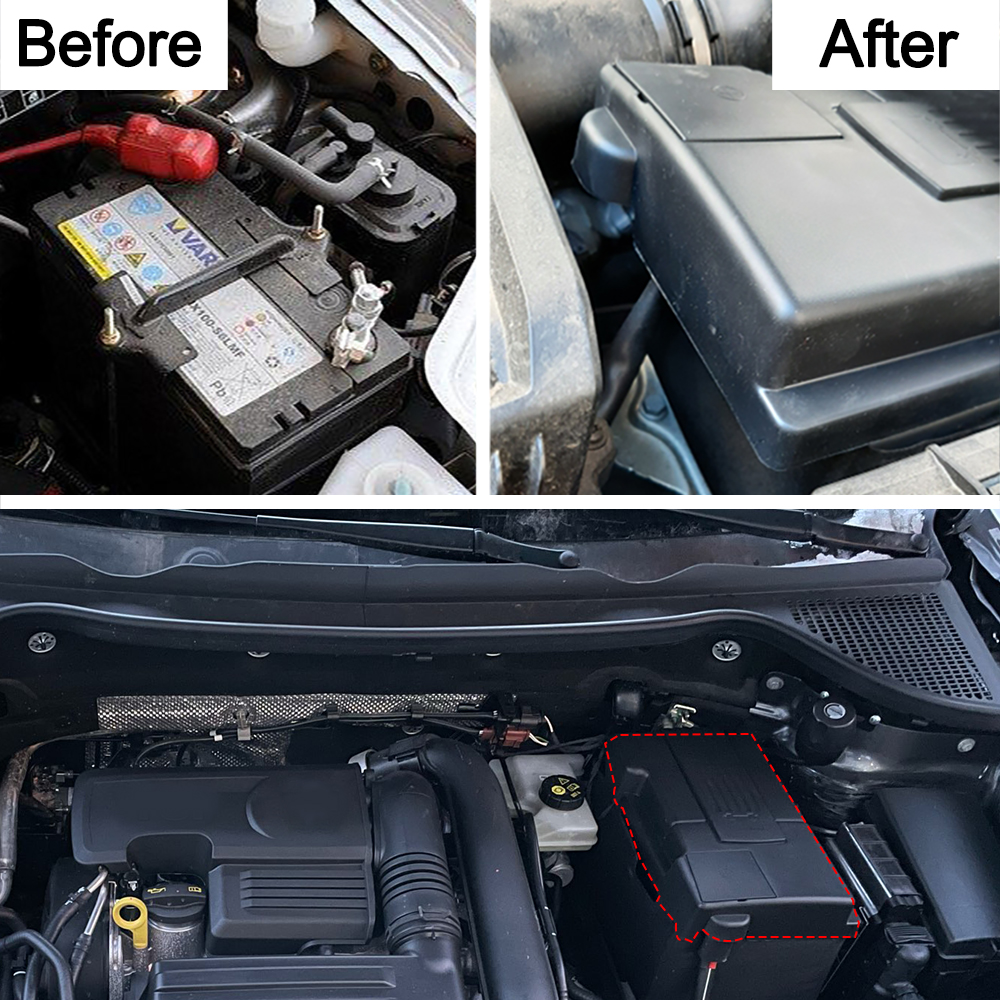 車のバッテリーカバープロテクター負電極ガード防水アクセサリーフォルクスワーゲン VW ティグアン 2016-2018 シュコダ Kodiaq