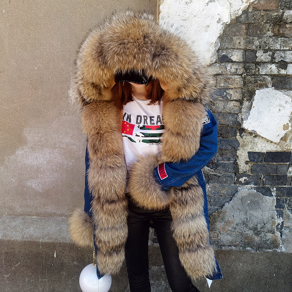 Женская джинсовая куртка с капюшоном Maomaokong