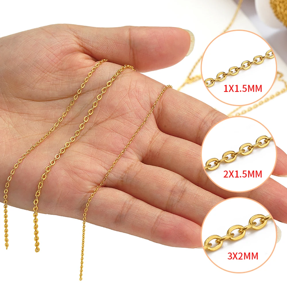 10 เมตร/ม้วนสแตนเลสสตีลโซ่ O รูปร่างโซ่สําหรับเครื่องประดับ DIY ทํา