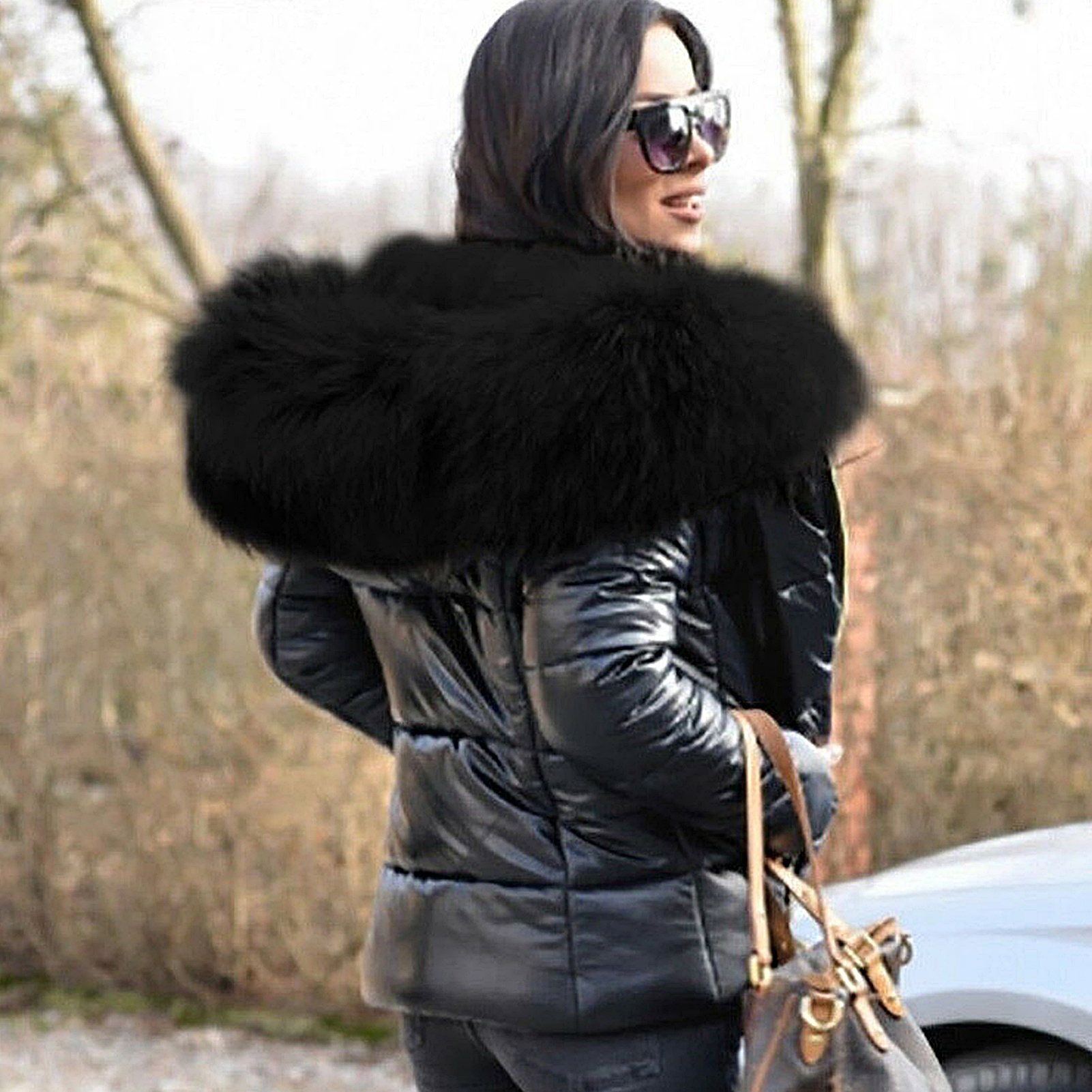 หลวมเสื้อแจ็คเก็ตผู้หญิงฤดูใบไม้ร่วงฤดูหนาว Faux FUR Hood Zipper WARM Down Coat กลางแจ้ง Parka เสื้อแจ็คเก็ตสั้น