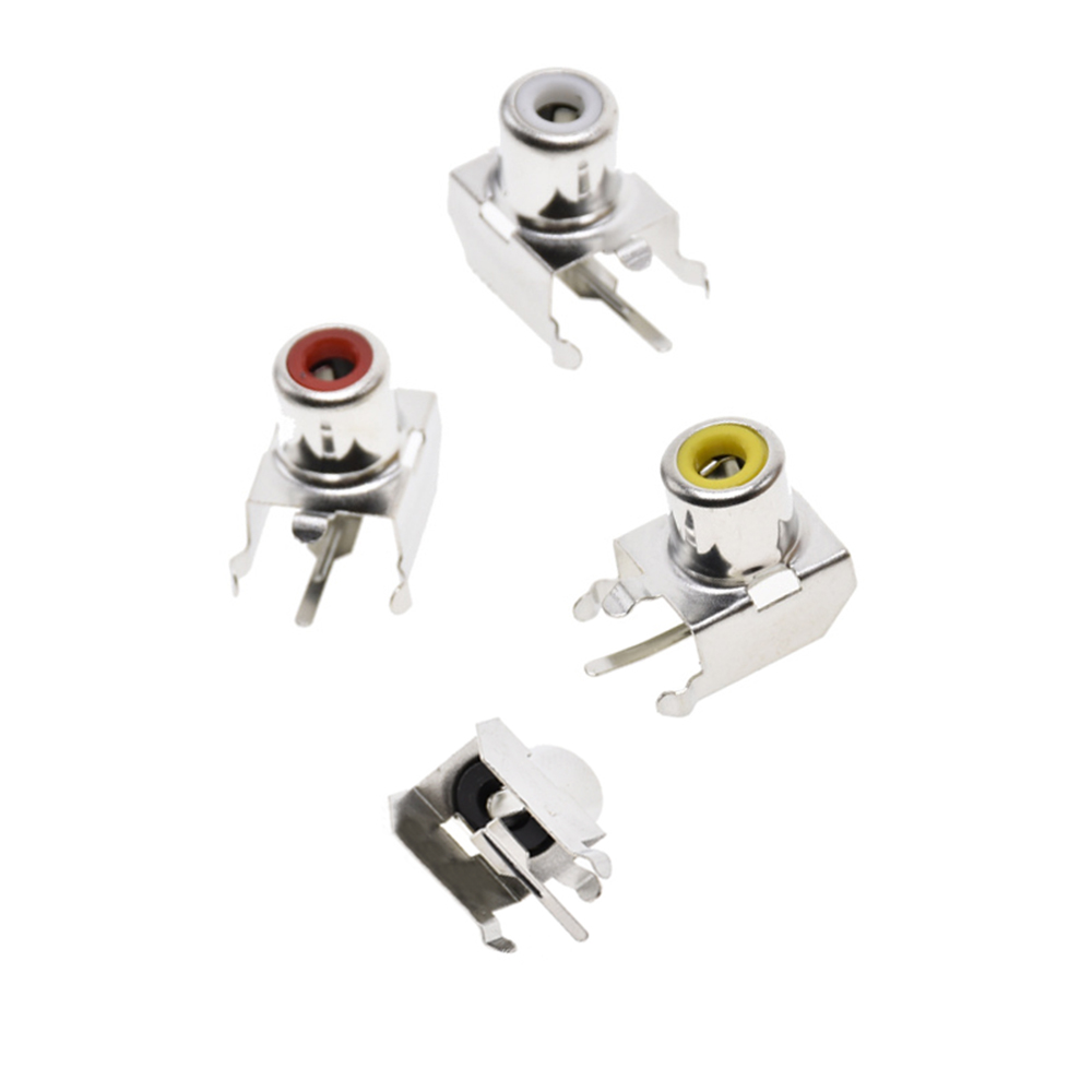 5Pcs/Lot RCA Lotus Socket Metal Seat AV-103B Red White Yellow Single Hole Lotus Connector 2PIN AV-8.4-3 RCA