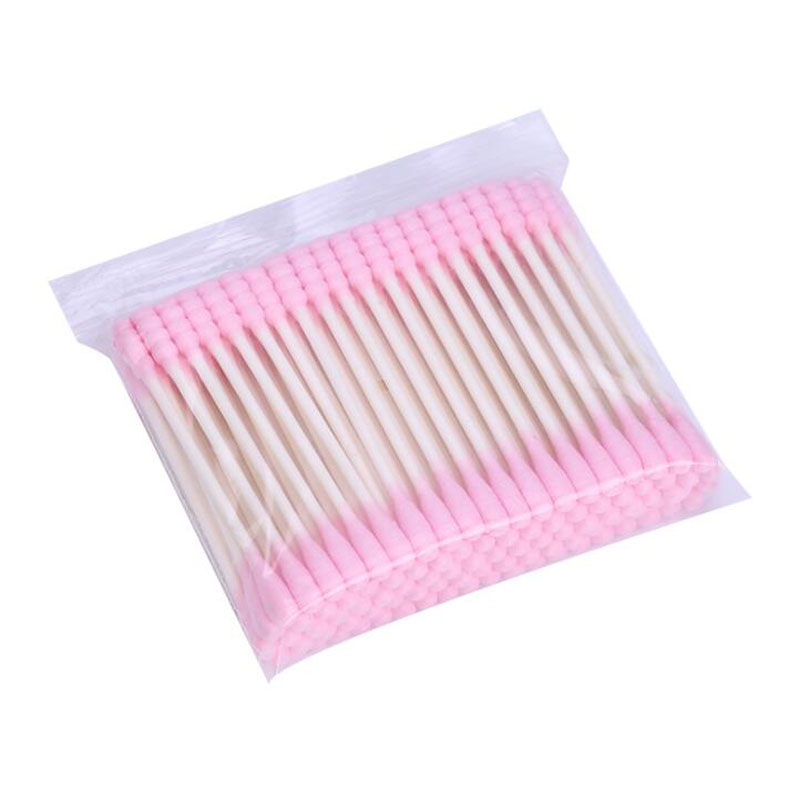 100/200Pcs Einweg Doppel Kopf Baumwolle Tupfer Knospen Spitze Holz Sticks Kosmetische Nase Ohr Reinigung Make-Up-Tools