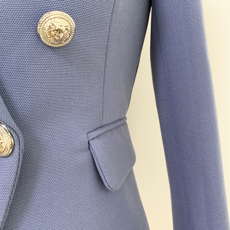 Dạo Phố Cao Cấp Thời Trang Mới 2022 Phong Cách Áo Khoác Blazer Nữ Sư Tử Bạc Nút Đôi Áo Ngoài Mặc