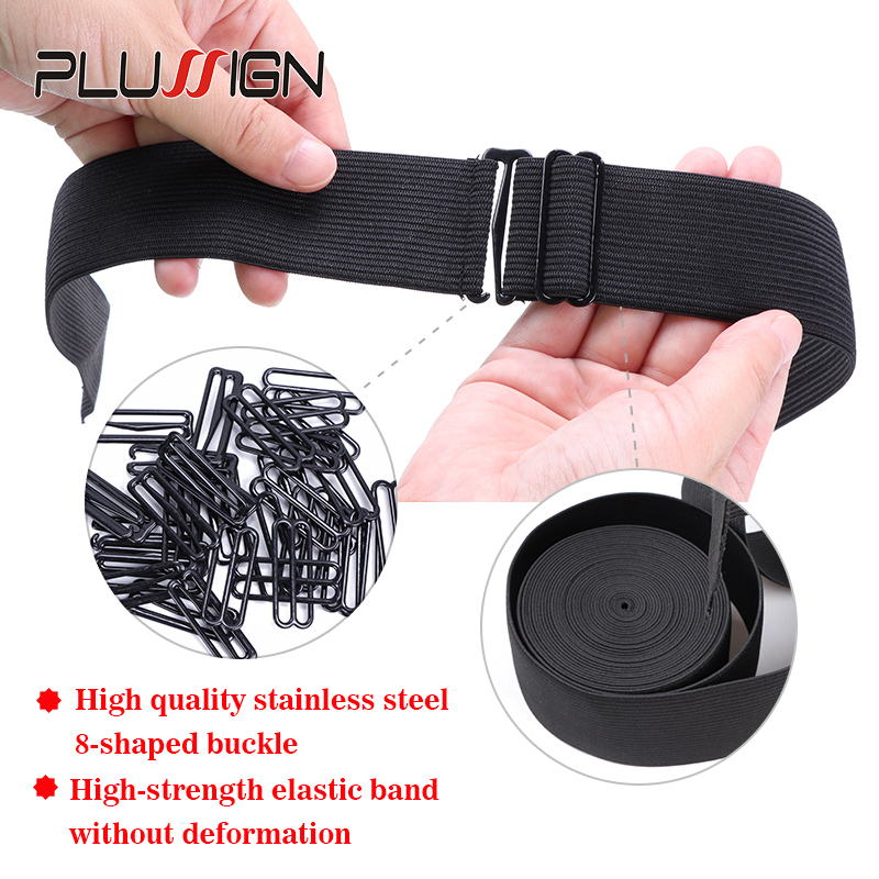 5 uds Plussign banda elástica ajustable para pelucas costura banda de peluca negra 2,5 Cm, 3 Cm, 3,5 Cm de ancho accesorios de peluca peluca Material fijo