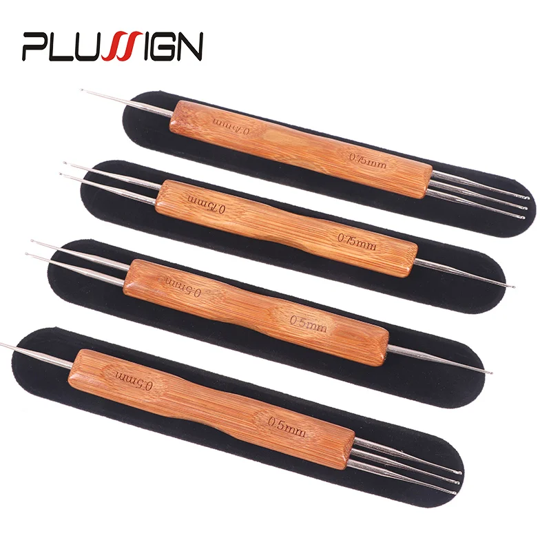 Professional Dreadlock โครเชต์ไม้ไผ่ Handle Hook 0.5 มม.0.75 มม.1 ตะขอ 2 ตะขอ 3-ตะขอเข็มสําหรับ Dreads เข็มล็อค 1 ชิ้น/เซ็ต