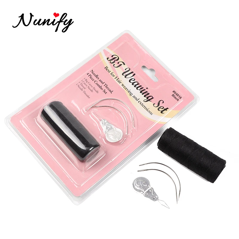 Nunify 4 Cái/bộ Cotton Chỉ Đen Sắc Nét C-Đường Cong Tóc Giả Kim/Tóc Kim/Dệt Kim Và Ren cho Tóc Giả Dụng Cụ Tạo Kiểu Tóc