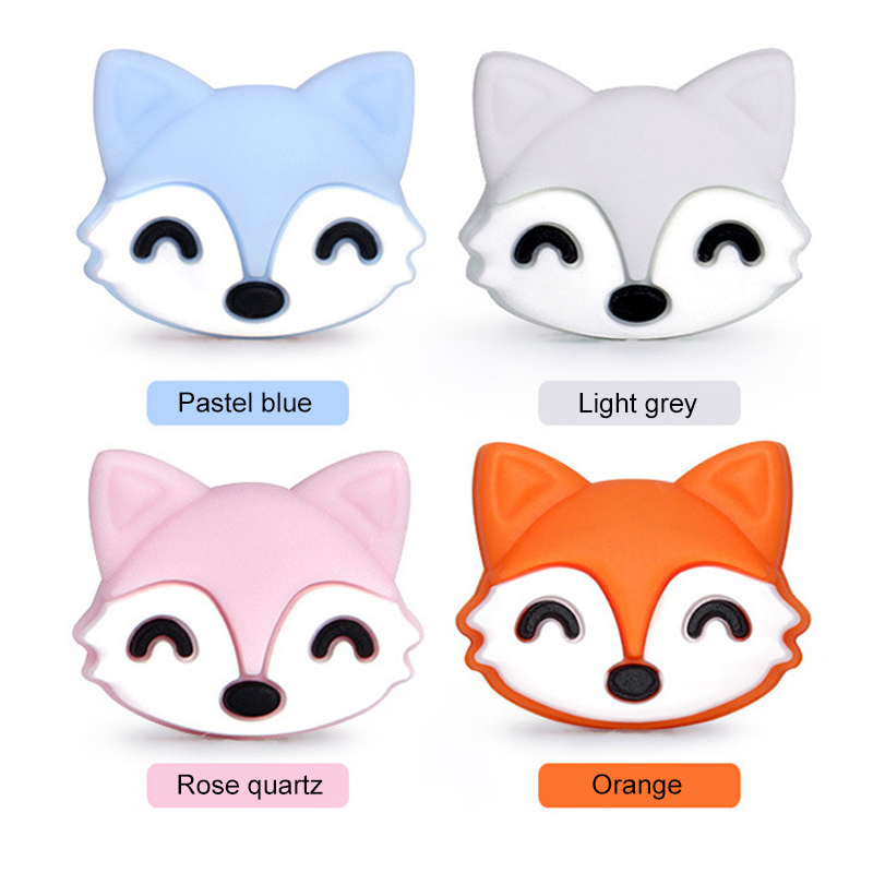 LOFCA 5 Bé Mọc Răng Cáo Viền Silicone Tự Làm Thực Phẩm Cấp Bộ Gặm Nhấm Đồ Chơi Y Tá Tặng Phụ Kiện BPA Silicone hạt