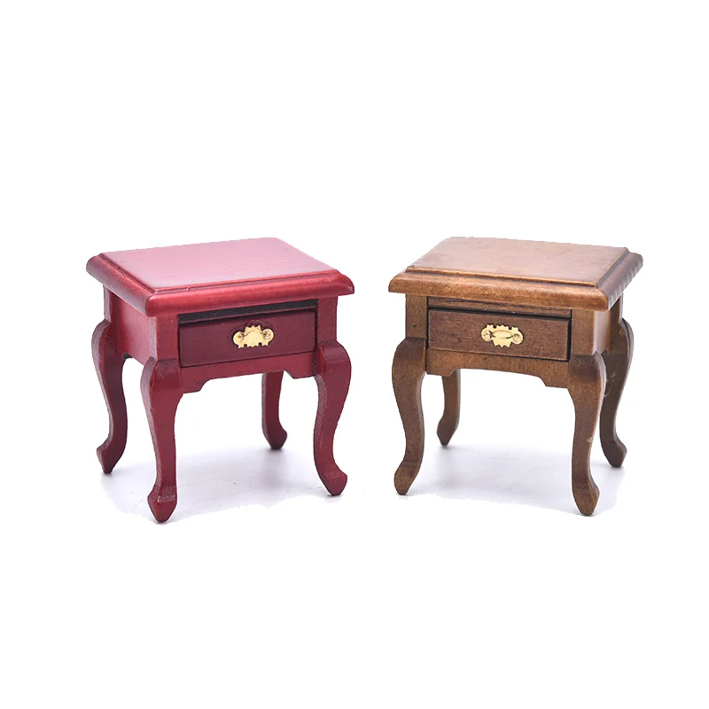 1 Chiếc 1/12 Nhà Búp Bê Thu Nhỏ Đồ Nội Thất Bằng Gỗ Đầu Giường Ngăn Kéo Bàn Nightstand Tủ