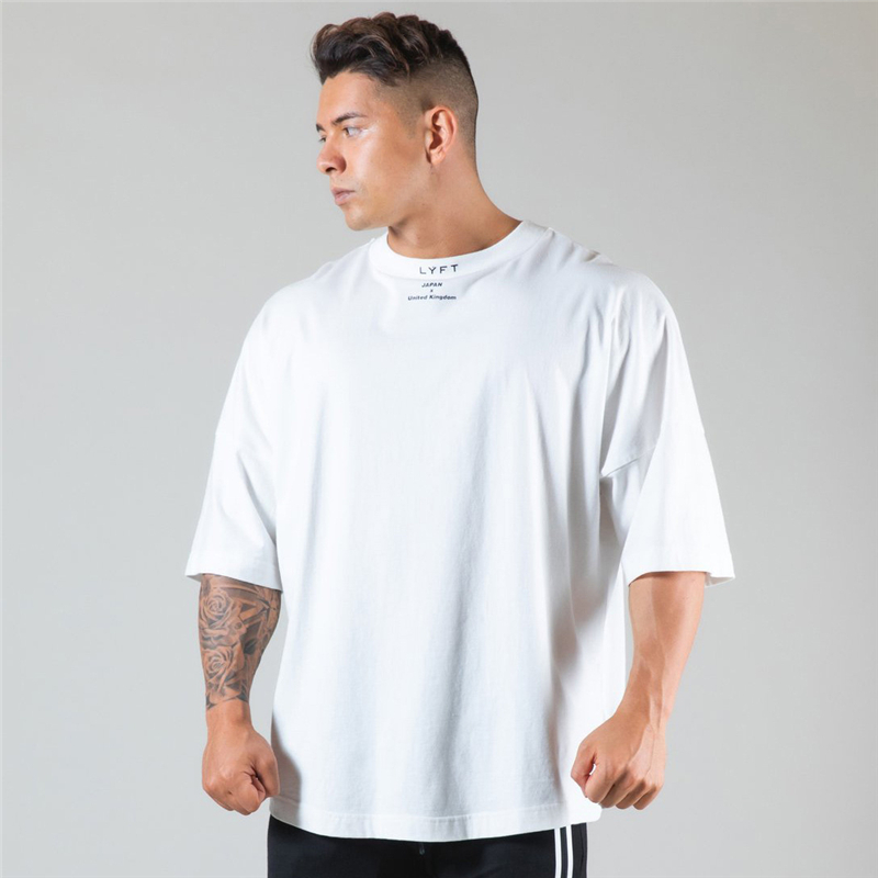Camiseta deportiva de algodón para gimnasio de Japón y Reino Unido, camiseta para correr de manga corta para hombre, camisetas de entrenamiento para hombre, camisetas holgadas de talla grande M-XXXL para Fitness