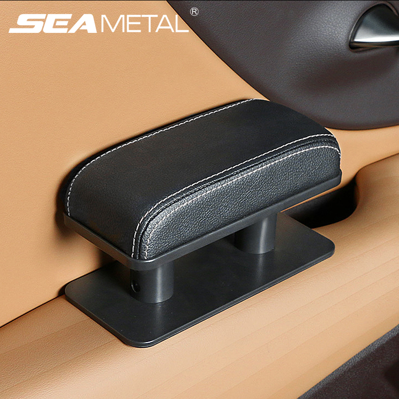 Seametal extensor de descanso de braço para porta de carro, apoio de cotovelo, altura ajustável, couro pu, almofada de apoio de braço automático universal