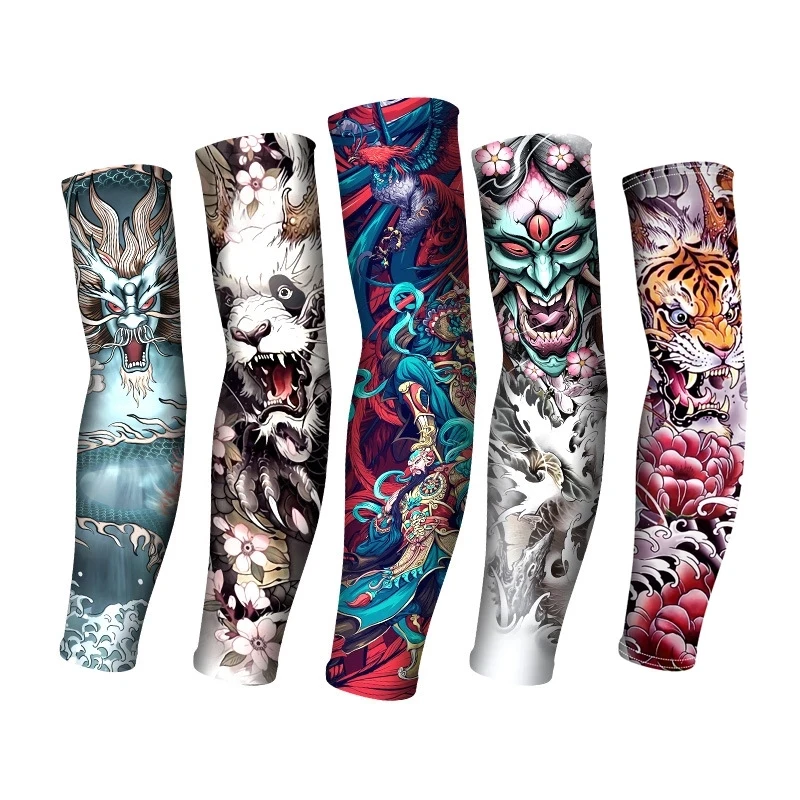 Mangas de tatuaje de verano para deportes de Golf, seda de hielo, a prueba de sol, ciclismo, hombres, conducción personalizada, calentador de brazo elástico para pesca