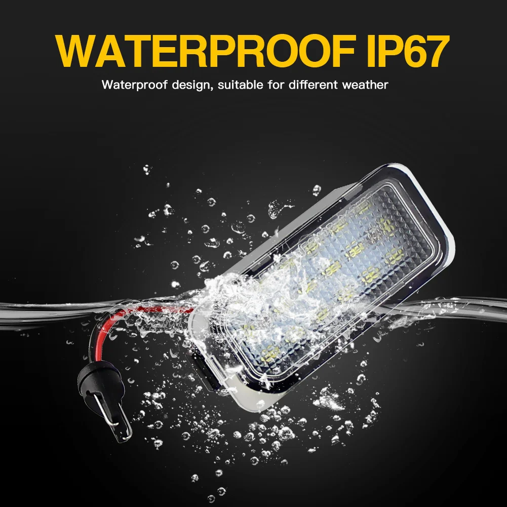 Luz de matrícula para Ford KUGA S MAX MONDEO MK4 MK5 MK2 FIESTA 2008-2019 FOCUS ABS plástico 12V luz LED de señal de número 2 uds