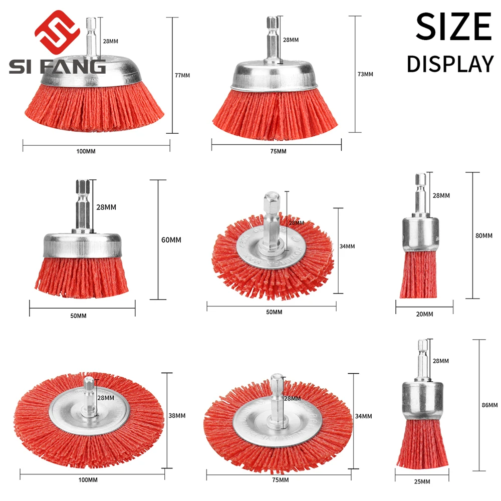 Nylon Cốc Đựng Bàn Chải Mài Mòn Dây Bánh Bàn Chải Cho Máy Khoan Xoay Dụng Cụ Đánh Bóng Gỗ Deburring Vệ Sinh Làm Sạch Nội Thất 1/4 "Vít