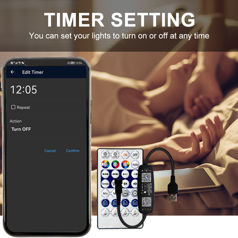 DC5-24V 28Key LED Controller mit Musik Bluetooth App Fernbedienung für Smart 5050 RGB individuell adressierbare Streifen Licht 2048 Pixel
