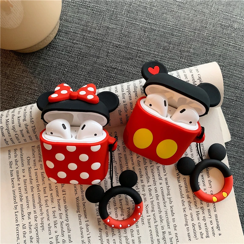 Dễ Thương Minnie Áo Chấm Bi Nơ Silicone Rung 2 3 Tai Nghe Chụp Tai Sạc Tai Nghe Dành Cho Tai Nghe AirPods Vỏ Bảo Vệ