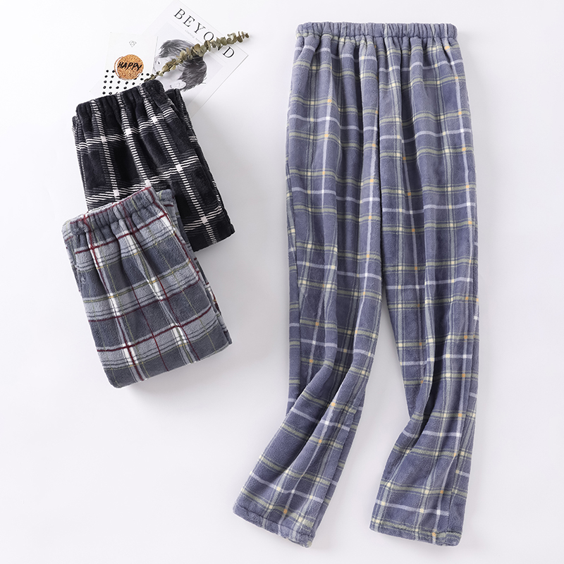 หนา Flannel ผู้ชายลายสก๊อตกางเกงหลาขนาดใหญ่ WARM Sleep กางเกงบุรุษชุดนอนกางเกงชุดนอนชุดนอนสําหรับชาย Pijama hombre