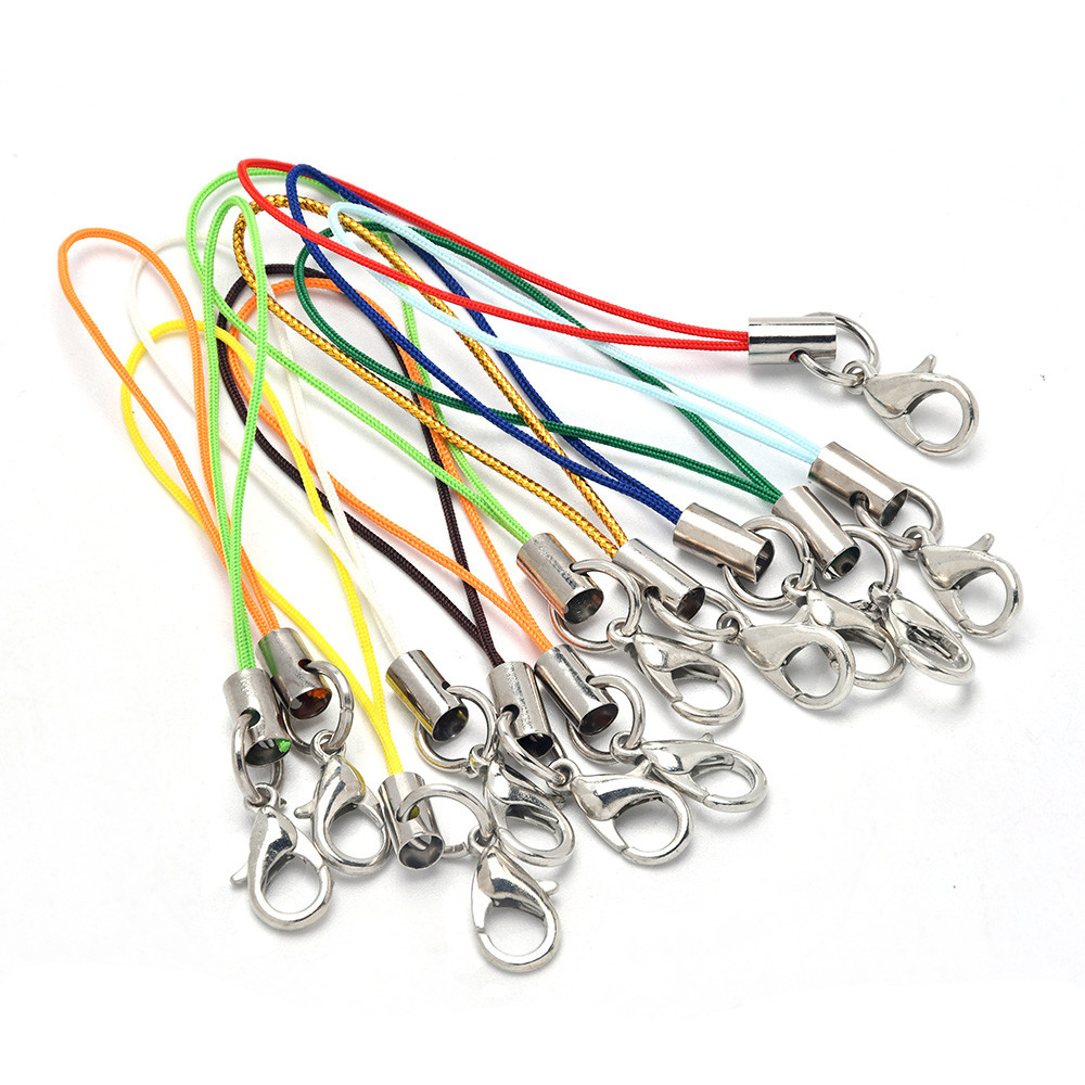 50 Stück schwarzes Band Charm Cord Lanyard Lariat Strap Cords Karabinerverschluss Seil Schlüsselanhänger Haken Handy Set Charms Schmuck Zubehör