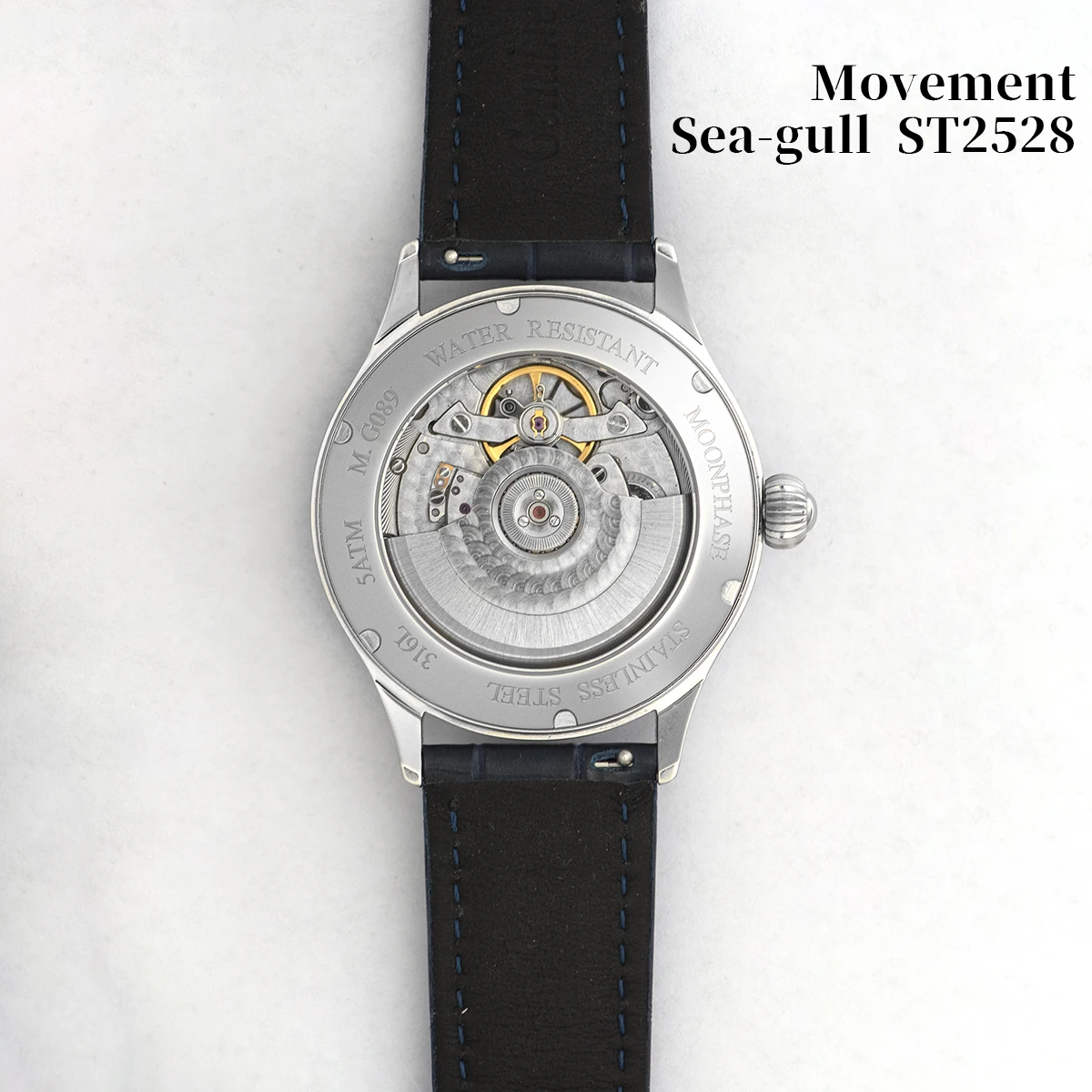 Reloj de pulsera mecánico Sugess Origin ST2528, reloj de lujo para hombre, esfera de piedra azul auténtica, caja de acero inoxidable, reloj de fase lunar