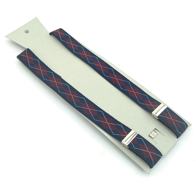 ผู้ชายผู้หญิงUnisex Clip-On Suspenders Elastic Slim Suspender 2.5 ซม.กว้าง 3 แฟชั่นเย็บปักถักร้อยลายสก๊อต/ตรวจสอบการออกแบบผสมจัดฟันสายคล้อง