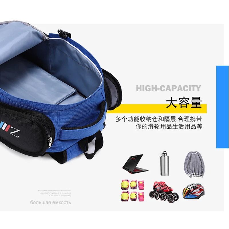 Original ZODOR speed skates patines carrier daily waterproof skates backpack 4x90 4x100 4x110 skating bag blue red container