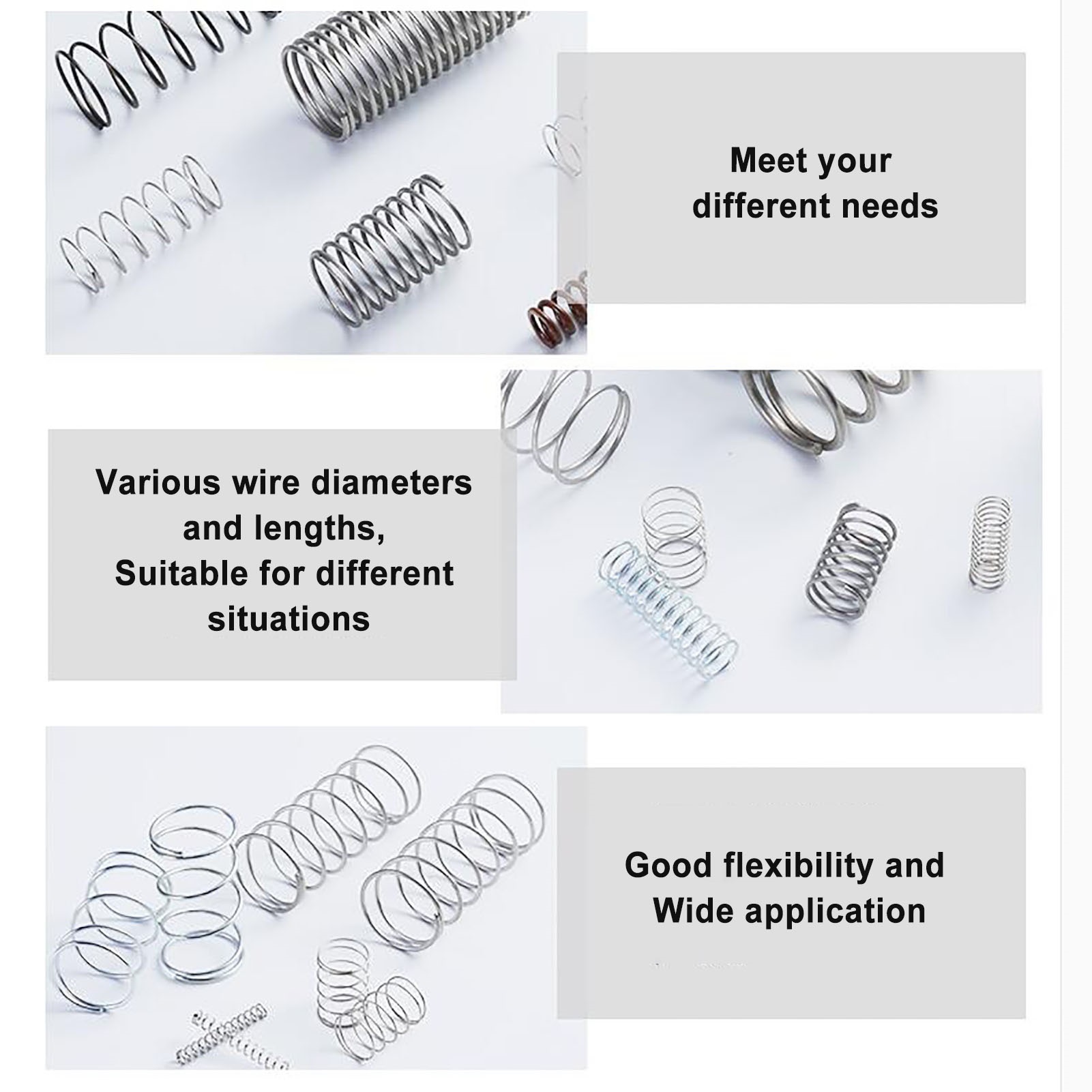 0.8X7Mm, 304 Pegas Kompresi Baja Tahan Karat, Diameter Kawat 0.8Mm, Diameter Luar 7Mm, Panjang Bebas 10-50Mm, 10 Buah