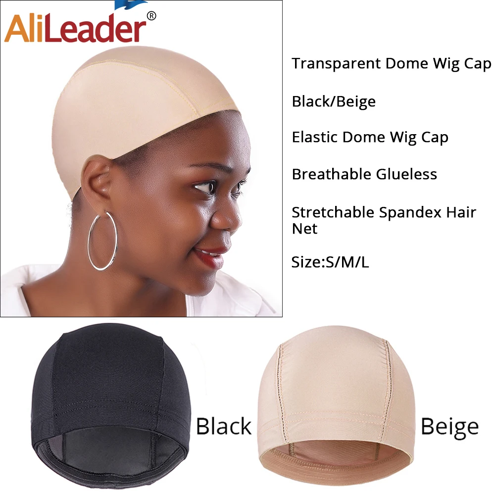 AliLeader S/M/L gorros de peluca elásticos sin pegamento para hacer pelucas, más fácil de coser en el cabello, gorro tejido estirable, forro de peluca de red para el cabello sin pegamento