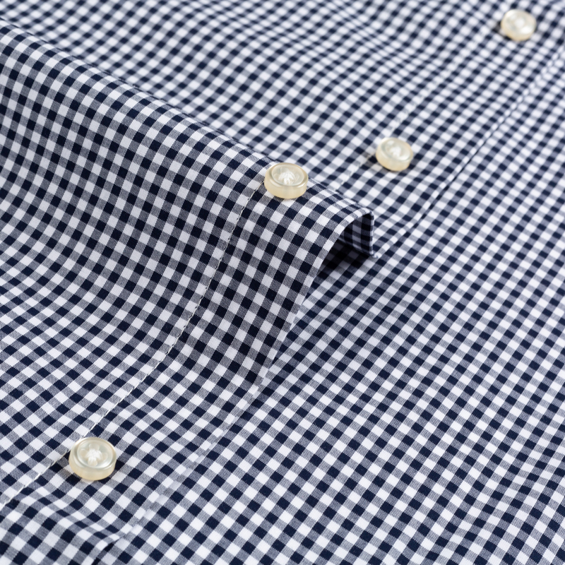 Men's Standard-Fit Long-Sleeve Casual Checked Shirt Single Patch Pocket Button-down Collar Comfortable 100% Cotton Gingham Shirt