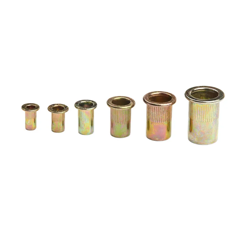 Cabeça chata Rivet Nuts Set, Inserir Cap, Zincado, Aço carbono, Rosqueado Rivet Nut Tool, M3 M4 M5 M6 M8 M10
