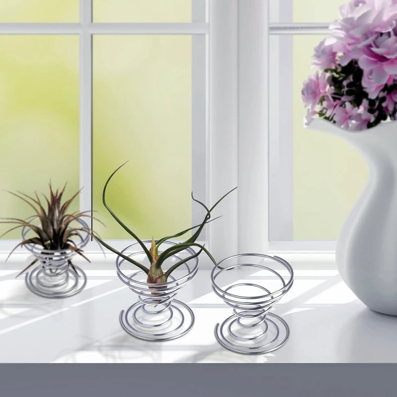 LBER 6 Cái Không Khí Vật Có Hoa Đứng Airplant Hộp Đựng Tillandsia Giá Đỡ Thép Không Gỉ Vật Có Màn Hình Hiển Thị Giá Đỡ Không Dứa Căn Cứ