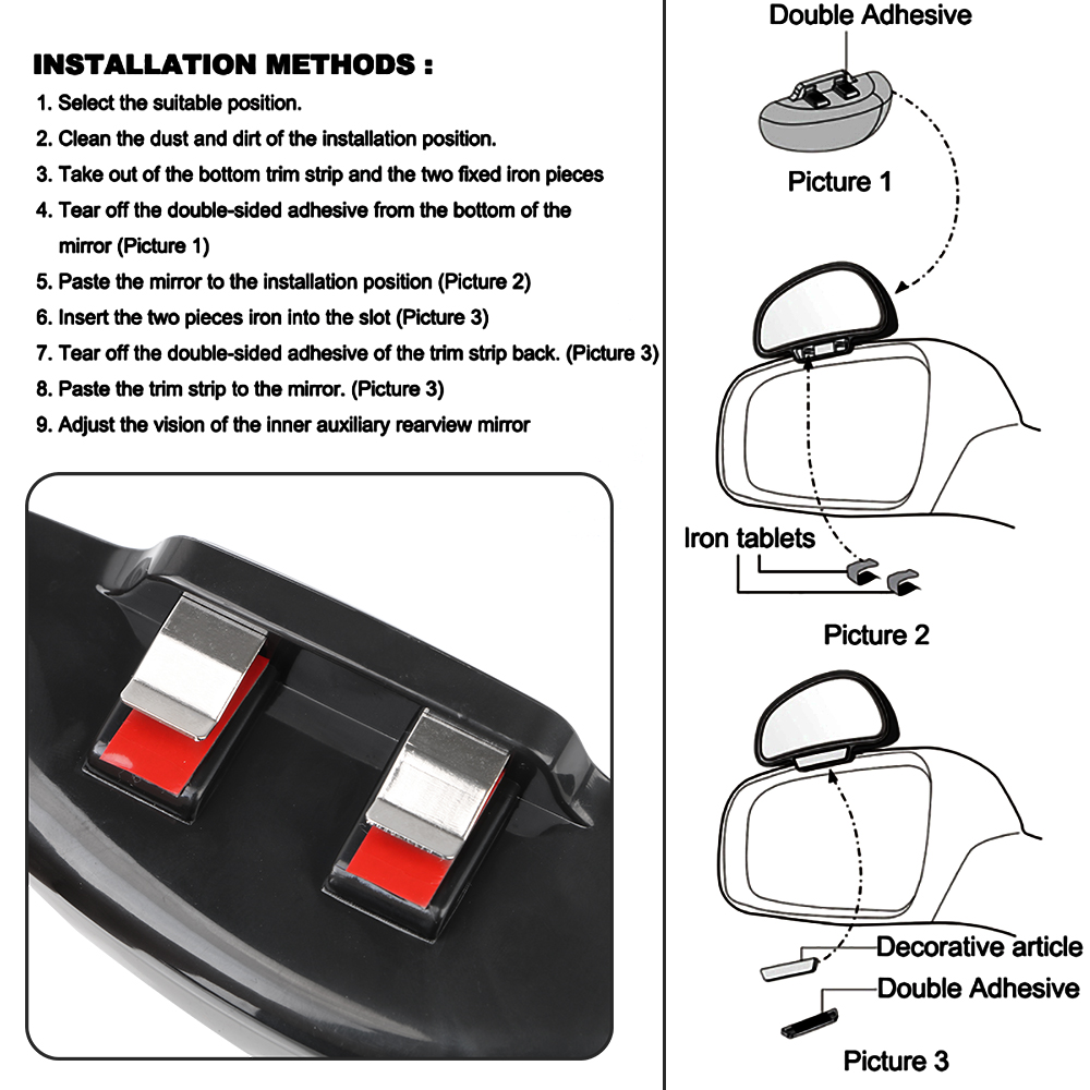 Convex Glass Car Auxiliary Mirrors Rear View Blind Spot Dead Angle Tools Snap Way for Parking PDC Assist Automobile Accessories