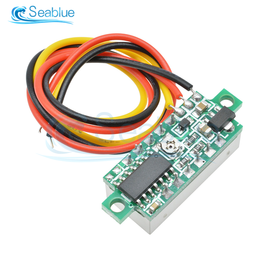 Voltímetro Digital LED CC de 0,28 pulgadas, medidor de voltaje de 0-100V, Detector de voltaje de energía móvil para coche, 12V, rojo, verde y azul, 5 uds.