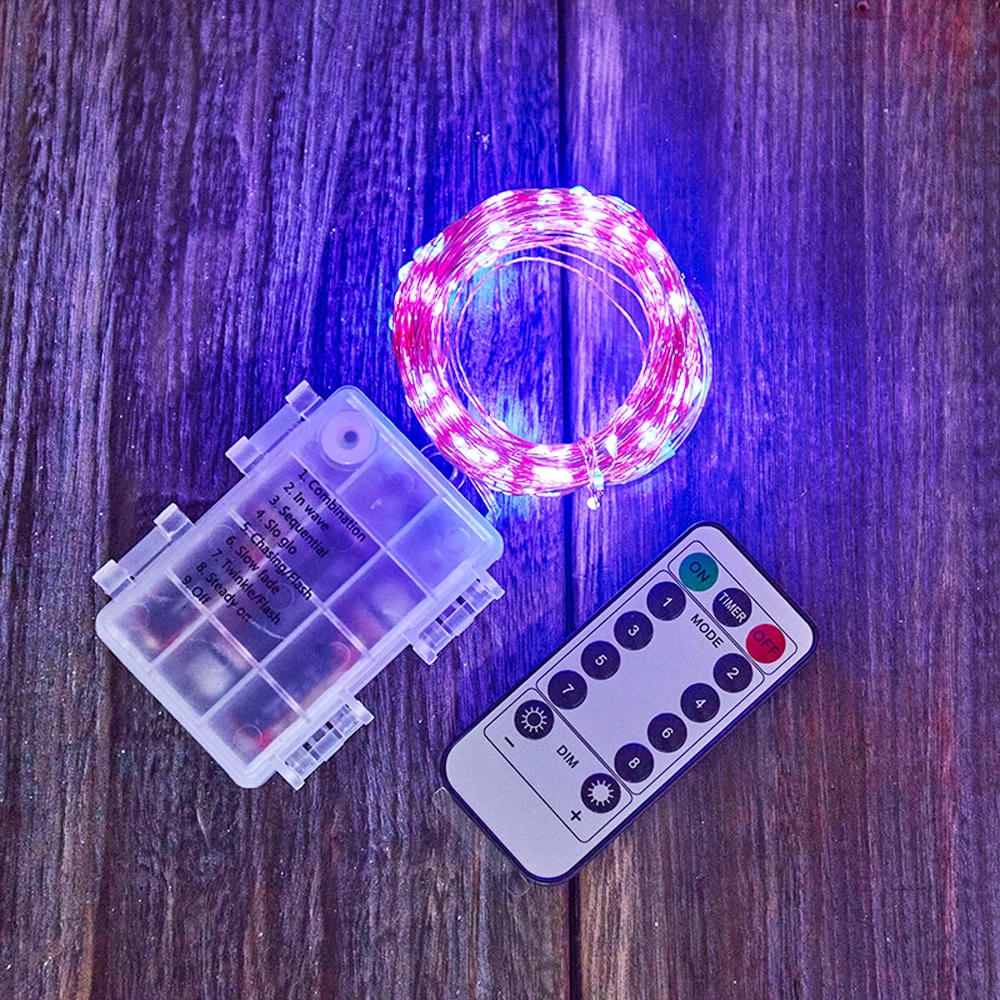 DC4.5V LED Dây Đồng Đèn Điều Khiển Từ Xa 8 Chế Độ Nhấp Nháy Box Dây Đồng Dây Đèn Trang Trí Giáng Sinh Đèn