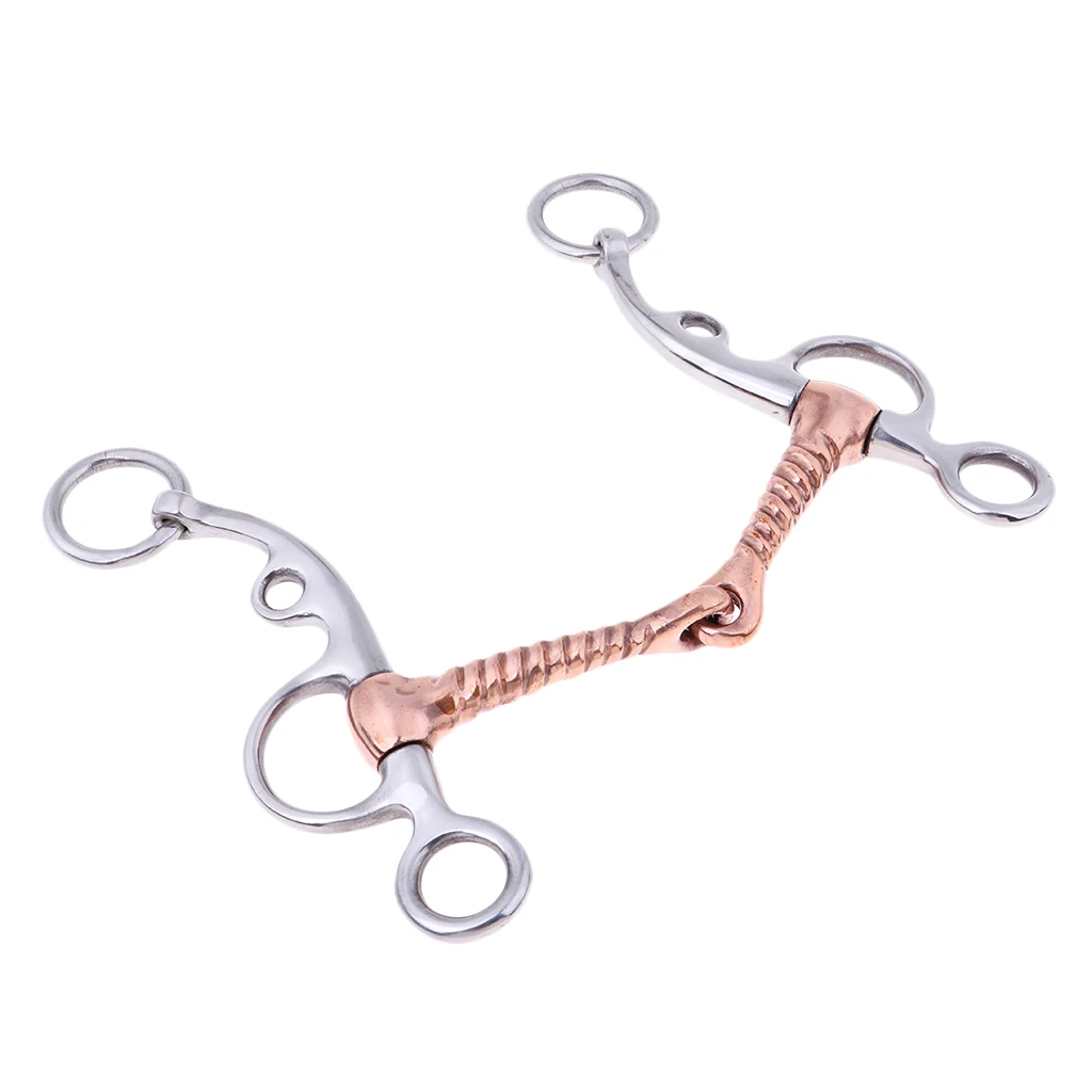 Aparejo para aperitivos de caballo de acero inoxidable con boca de articulación de tornillo de cobre, accesorios ecuestres para entrenamiento de caballos