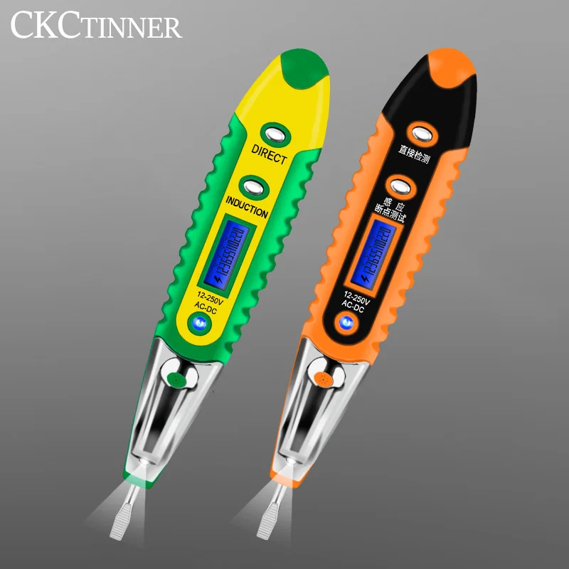 MultiDigital Thử Bút Chì AC DC 12-250V Bút Thử Điện Tua Vít Màn Hình LCD Hiển Thị Điện Áp Bút Thử Điện Dụng Cụ