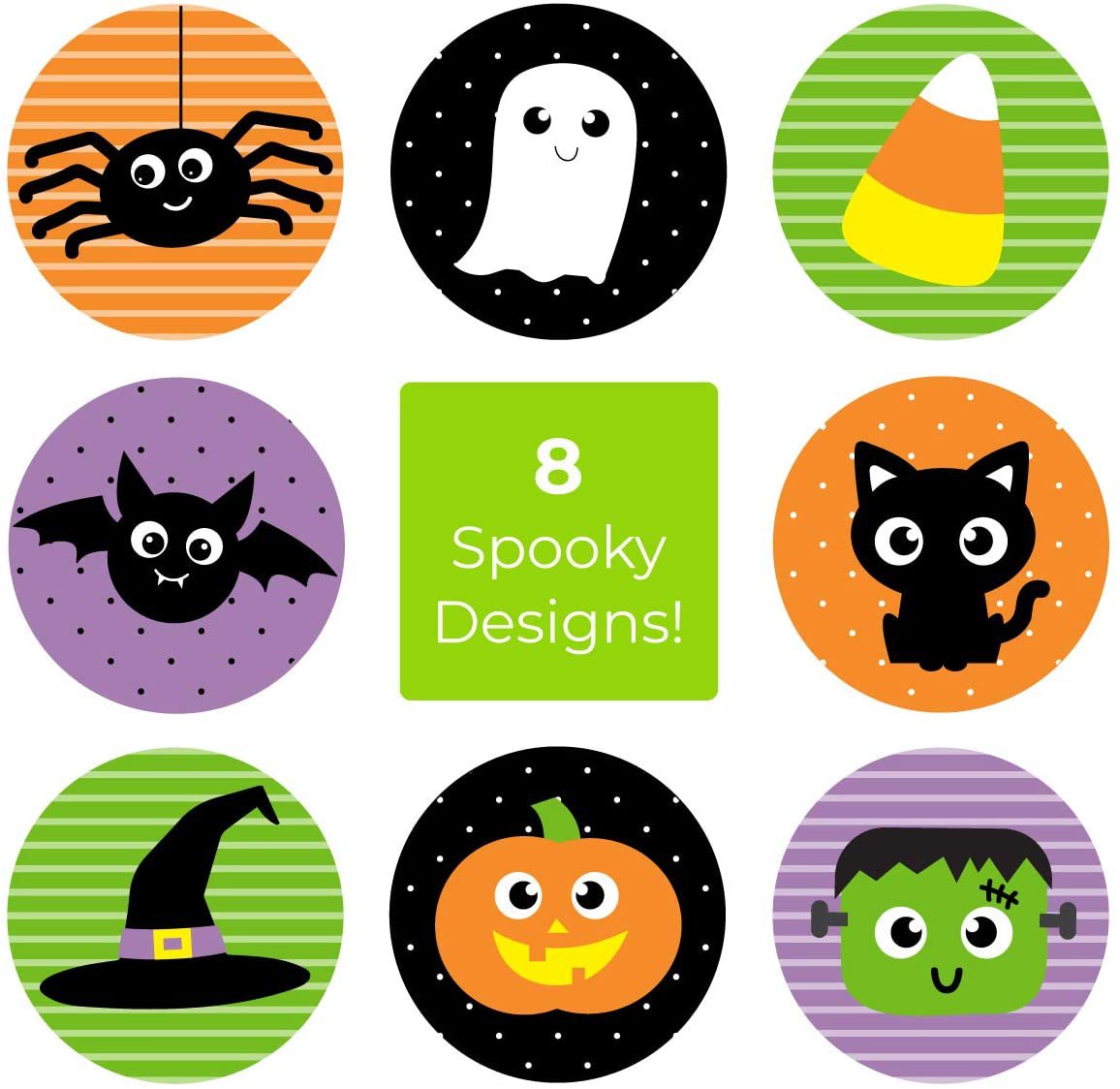 100-500pcs Halloween Black Bat DIY Round Stickers Sealing Packaging Stickers Halloween Gift Decoration 8 Spooky designs