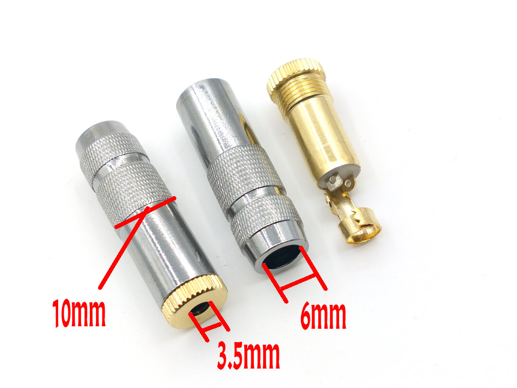 2 Buah Tembaga 3.5Mm 3 Tiang Perempuan/3.5Mm 4 Tiang Perempuan Inline Soket Adaptor Solder