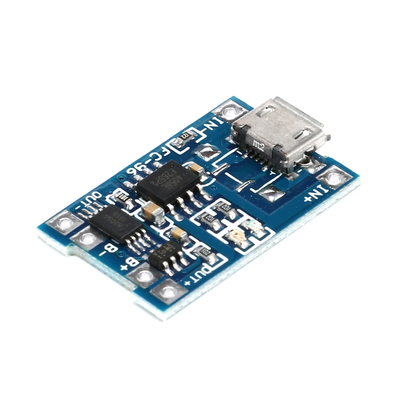 Placa de carga de batería de litio, módulo de carga de 5V, 1A, Micro USB 18650, protección de funciones duales