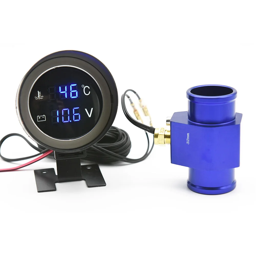 Medidor de temperatura da água do carro-10-110 celsius com sensor de tubo comum de temperatura da água 28mm 34mm adaptador 1/8npt sensor voltímetro 2 em 1