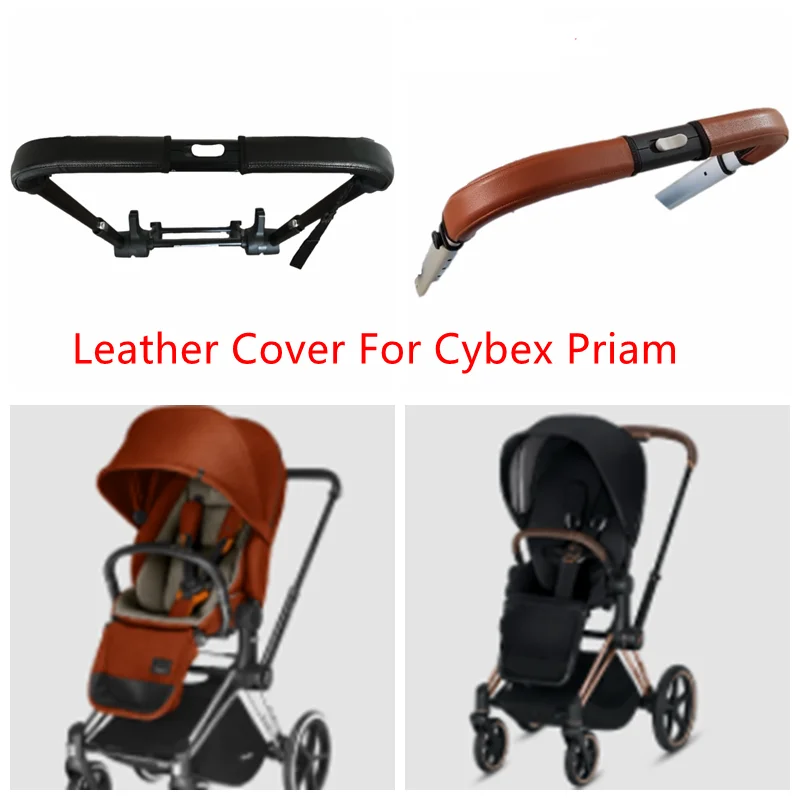 Nueva funda protectora de cuero Pu para reposabrazos para bicicleta Cybex Priam, fundas para manijas de cochecito, cubiertas de parachoques, accesorios para barra de cochecito
