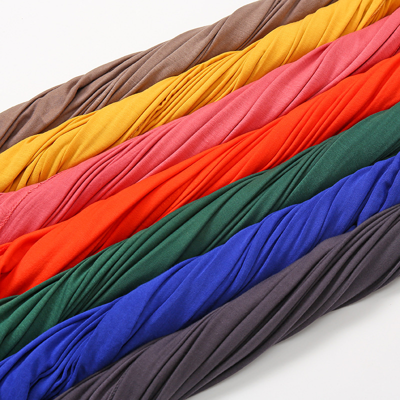 Venta caliente turbante cabeza envoltura bufanda para el cabello Color sólido banda para la cabeza larga y transpirable para mujeres