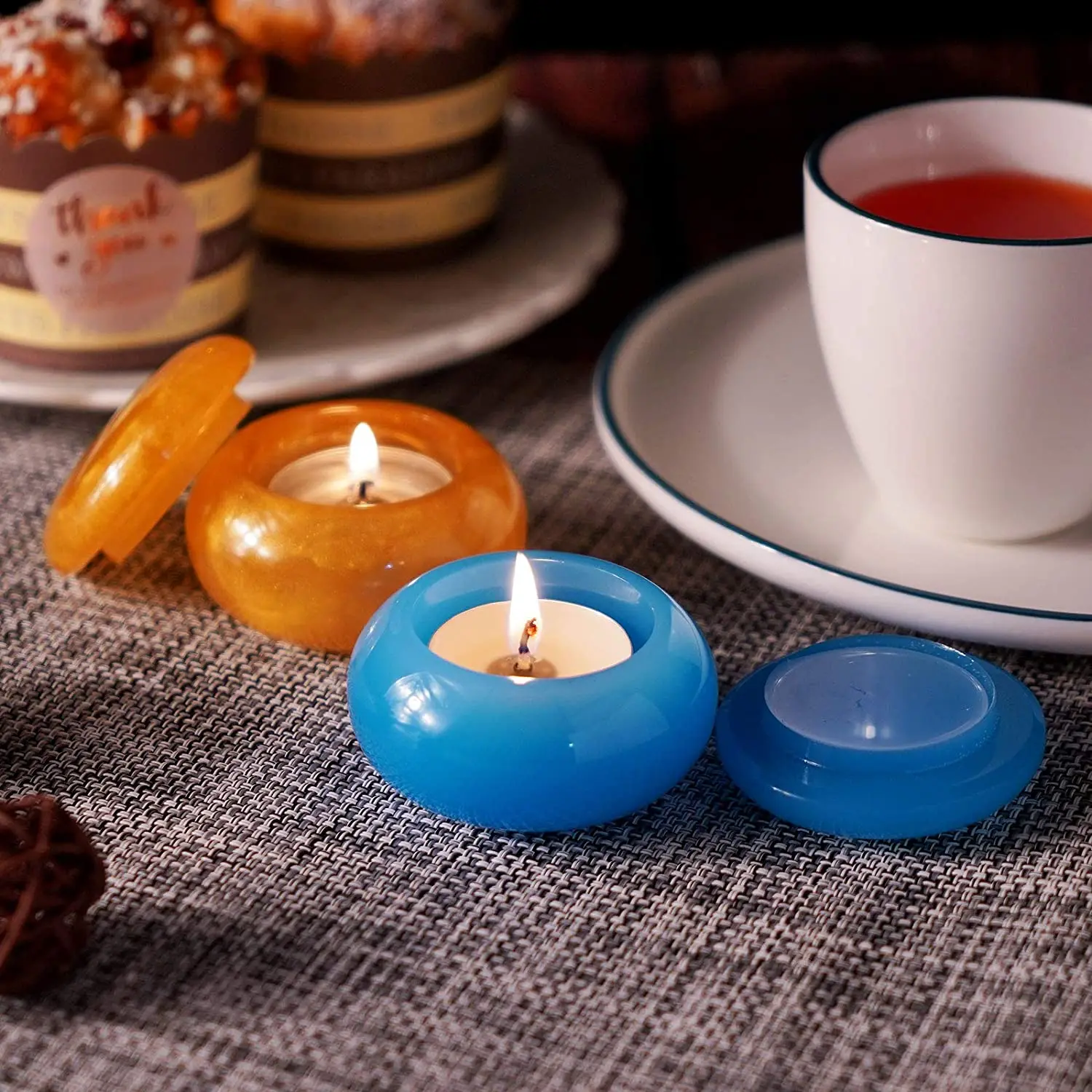 Pudding Jar Storage Bottle Silicone Resin Mold with Lid Candle Holder Box Mould Epoxy Casting Resin Mold
