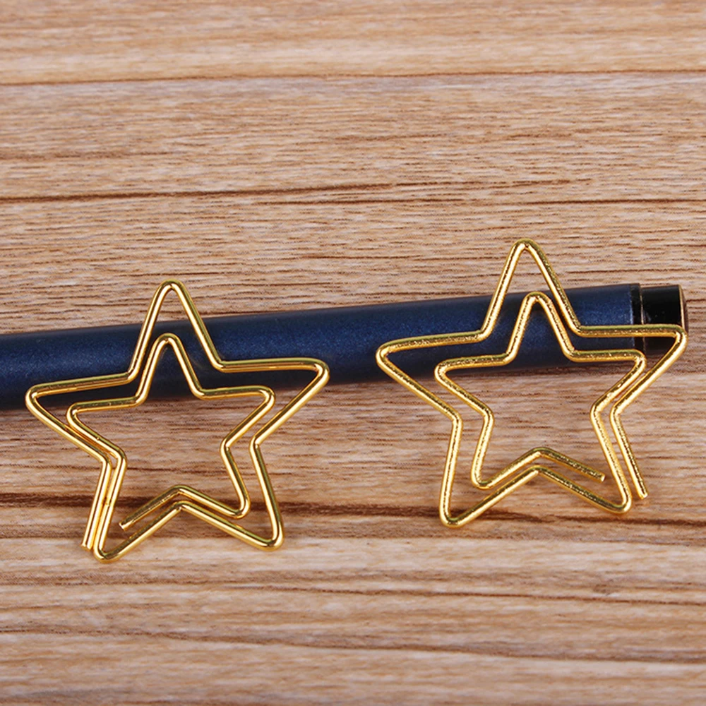 12 ชิ้น/กล่อง Kawaii Five Pointed Star กระดาษคลิปโลหะทองบุ๊คมาร์ค Memo PaperClip เครื่องเขียน Office คลิป