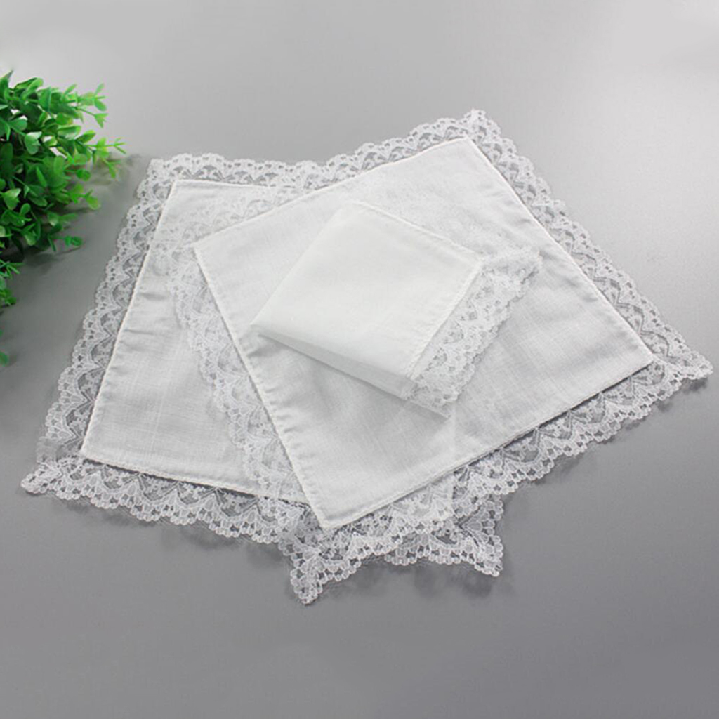 1/ 5 pçs lenços de algodão branco hanky em branco rendas hankies para o casamento comer comida bolso lenços quadrados para homem e mulher