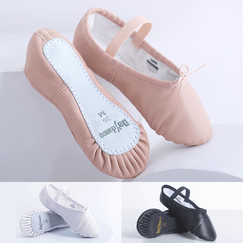 Sapatos de balé de couro genuíno chinelos de dança sapatos de ginástica sapatos de dança para mulher meninas pele de carneiro macia rendas até sapatos de balé