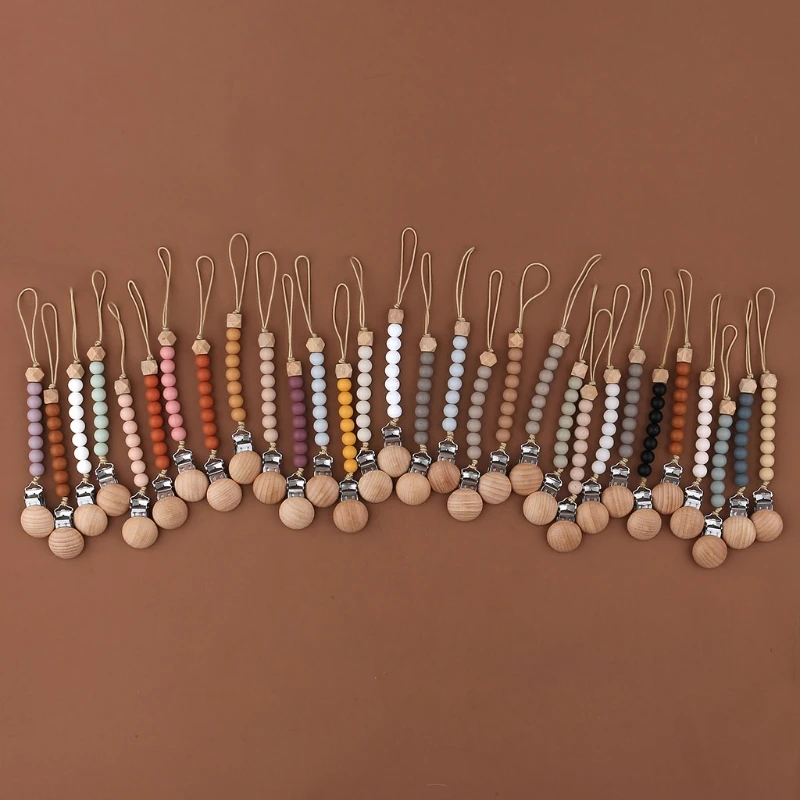 คลิป Pacifier Chain ลูกปัดซิลิโคน BPA ฟรี DIY Dummy ผู้ถือคลิปจุกนมหลอกโซ่เด็ก Teething ของเล่น Chew ของขวัญ