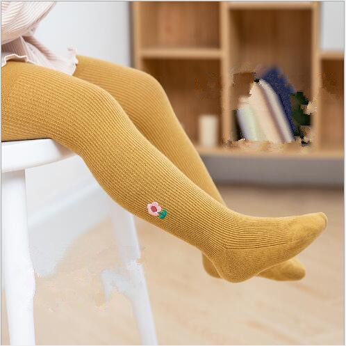 0-12Y Musim Gugur dan Musim Dingin Jarum Ganda Benang Nol Warna Permen Legging Bayi Bayi Bordir Pantyhose Bunga Kecil