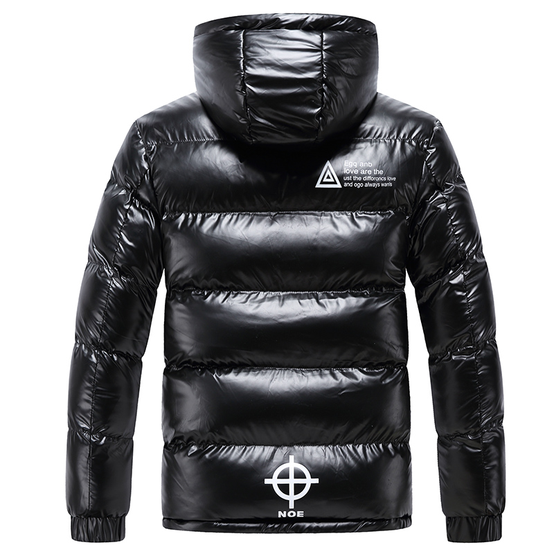 メンズフード付きダウンジャケット,シルバーレタリングプリントの暖かい冬の衣服,ファッショナブル,4xl