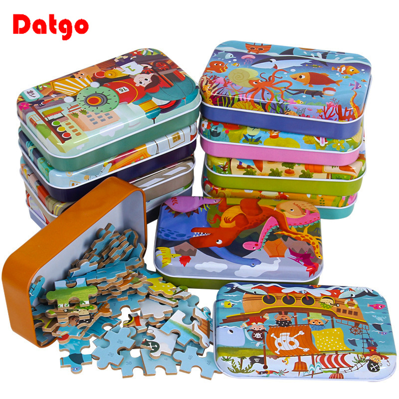Chaud nouveau 60 pièces Puzzle en bois jouets pour enfants dessin animé véhicule Animal bois Puzzle bébé apprentissage jouet éducatif enfants cadeau