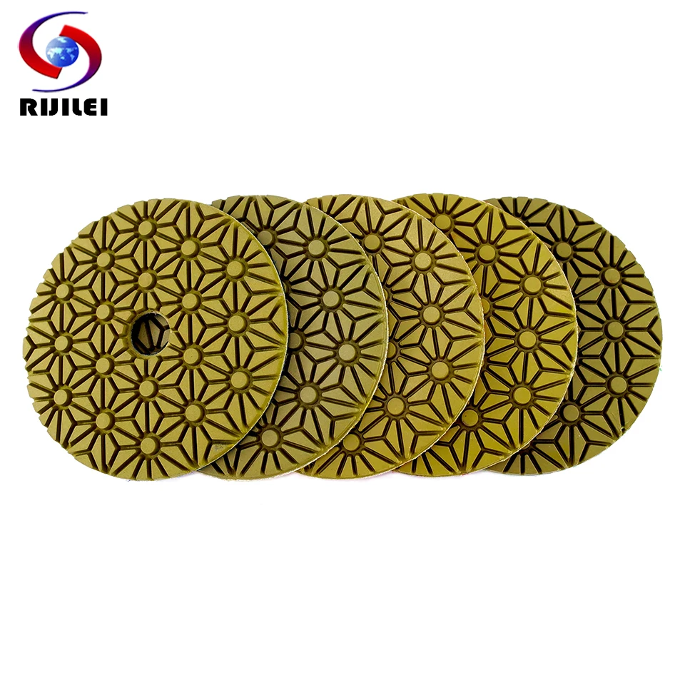 RIJILEI 5 4 Inch Kim Cương Miếng Đánh Bóng 100Mm Linh Hoạt Ướt Sàn Bê Tông Xi Đánh Bóng Cho Đá Cẩm Thạch Đông Ninh Mài đĩa